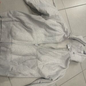 Gray Zip-Up Hoodie TNA Aritzia size XXS boyfriend hoodie